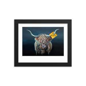Framed Cow Poster incl. wooden frame